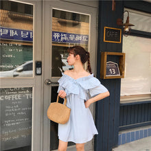 Load image into Gallery viewer, 2019 new women's bright shoulder dress changeable fairy waist slim temperament skirt