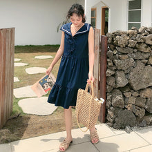 Load image into Gallery viewer, New Navy Collar Sleeveless Dress Summer Skirt for Female Student College