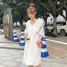 Load image into Gallery viewer, 2019 Korean version of the new summer women's sweet loose color fur ball doll dress a generation of hair