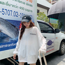 Load image into Gallery viewer, Korean version of the new women's wear micro-transparent 100-letter pattern printed long-sleeved sunscreen women