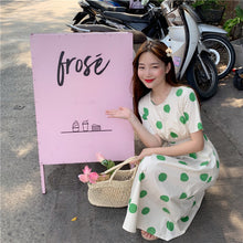 Load image into Gallery viewer, Han Feng sleeveless pocket color wave point skirt+tie dress girlfriends 5866