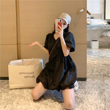 Load image into Gallery viewer, 2019 new Korean version of solid color bubble sleeve wrinkle irregular dress fashion design slim skirt 9935