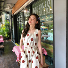 Load image into Gallery viewer, Han Feng sleeveless pocket color wave point skirt+tie dress girlfriends 5866