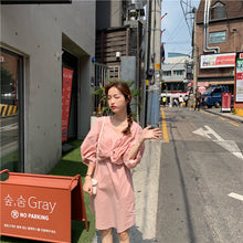 Load image into Gallery viewer, 2019 new women's dress female summer Korean temperament loose slim lantern sleeve retro skirt