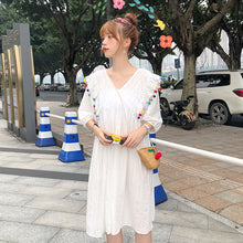 Load image into Gallery viewer, 2019 Korean version of the new summer women's sweet loose color fur ball doll dress a generation of hair