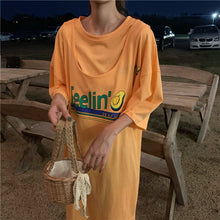 Load image into Gallery viewer, Printed short sleeve+avocado vest dress backless two-piece 5861-2