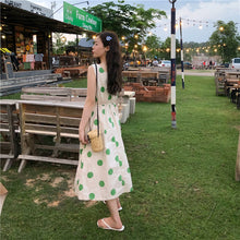 Load image into Gallery viewer, Han Feng sleeveless pocket color wave point skirt+tie dress girlfriends 5866