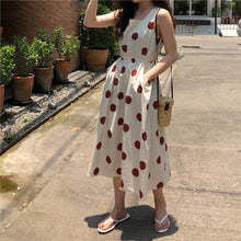Load image into Gallery viewer, Han Feng sleeveless pocket color wave point skirt+tie dress girlfriends 5866