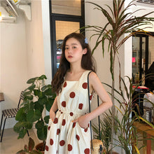 Load image into Gallery viewer, Han Feng sleeveless pocket color wave point skirt+tie dress girlfriends 5866