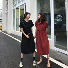 Load image into Gallery viewer, 2019 Korean version of the new women's retro student loose doll shirt long A dress 2015
