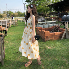 Load image into Gallery viewer, Han Feng sleeveless pocket color wave point skirt+tie dress girlfriends 5866