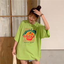 Load image into Gallery viewer, Korean version of loose fruit letters printed round neck long short sleeve T-shirt 8615