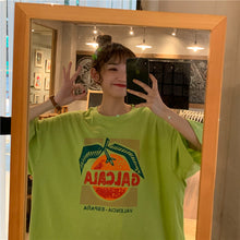 Load image into Gallery viewer, Korean version of loose fruit letters printed round neck long short sleeve T-shirt 8615