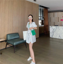 Load image into Gallery viewer, 2019 new Korean version of solid color bubble sleeve wrinkle irregular dress fashion design slim skirt 9935