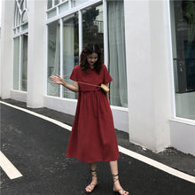 Load image into Gallery viewer, 2019 Korean version of the new women's retro student loose doll shirt long A dress 2015