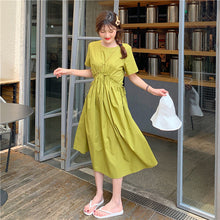 Load image into Gallery viewer, 2019 New Korean Women's Loose Temperament Received Waist Dresses Back Vest Machine Platycodon Skirt Microstores 7523