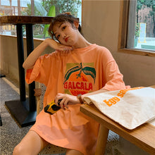 Load image into Gallery viewer, Korean version of loose fruit letters printed round neck long short sleeve T-shirt 8615