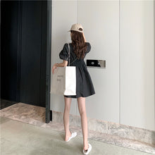 Load image into Gallery viewer, 2019 new Korean version of solid color bubble sleeve wrinkle irregular dress fashion design slim skirt 9935
