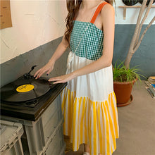 Load image into Gallery viewer, 2009 Korean version of the new women's wear patchwork striped checked rainbow skirt, large skirt, pendant skirt