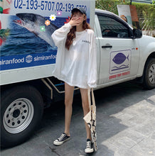Load image into Gallery viewer, Korean version of the new women's wear micro-transparent 100-letter pattern printed long-sleeved sunscreen women