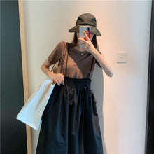Load image into Gallery viewer, 2009 New Korean Version Loose Design Sense Slip Skirt Half-length Skirt + 100 Sets of Simple Card T-shirt 9923