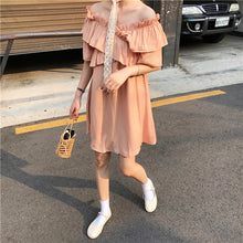 Load image into Gallery viewer, 2019 new women's bright shoulder dress changeable fairy waist slim temperament skirt