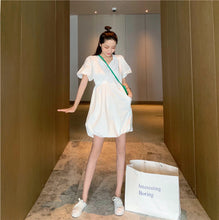 Load image into Gallery viewer, 2019 new Korean version of solid color bubble sleeve wrinkle irregular dress fashion design slim skirt 9935