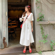 Load image into Gallery viewer, 2019 New Korean Women's Loose Temperament Received Waist Dresses Back Vest Machine Platycodon Skirt Microstores 7523