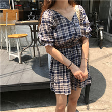 Load image into Gallery viewer, New Women's Chequered Casual Dresses Shorts V-neck Pants for Belt 8839