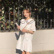 Load image into Gallery viewer, 2019 Korean version of the new women's doll collar loose slim ruffled dress