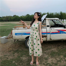 Load image into Gallery viewer, Han Feng sleeveless pocket color wave point skirt+tie dress girlfriends 5866
