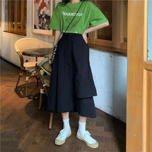 Load image into Gallery viewer, 2019 New Korean Women's Suit Cartoon Hundred Sets Printed Loose Short Sleeve T-shirt + Big Half-length Skirt 2510