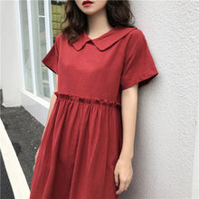 Load image into Gallery viewer, 2019 Korean version of the new women's retro student loose doll shirt long A dress 2015