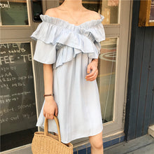 Load image into Gallery viewer, 2019 new women's bright shoulder dress changeable fairy waist slim temperament skirt