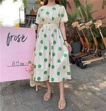 Load image into Gallery viewer, Han Feng sleeveless pocket color wave point skirt+tie dress girlfriends 5866