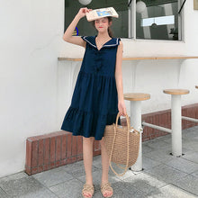 Load image into Gallery viewer, New Navy Collar Sleeveless Dress Summer Skirt for Female Student College