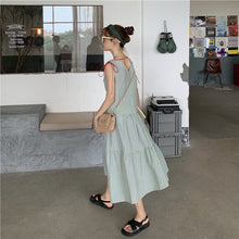 Load image into Gallery viewer, 2019 new mesh dress women sleeveless temperament small fresh drawstring strap vest dress 9809