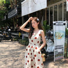 Load image into Gallery viewer, Han Feng sleeveless pocket color wave point skirt+tie dress girlfriends 5866
