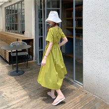 Load image into Gallery viewer, 2019 New Korean Women's Loose Temperament Received Waist Dresses Back Vest Machine Platycodon Skirt Microstores 7523