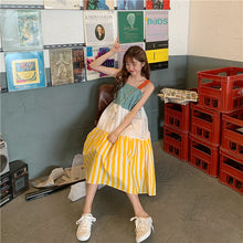 Load image into Gallery viewer, 2009 Korean version of the new women's wear patchwork striped checked rainbow skirt, large skirt, pendant skirt