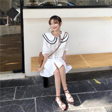 Load image into Gallery viewer, 2019 Korean version of the new women's doll collar loose slim ruffled dress