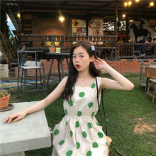 Load image into Gallery viewer, Han Feng sleeveless pocket color wave point skirt+tie dress girlfriends 5866