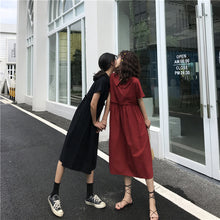 Load image into Gallery viewer, 2019 Korean version of the new women's retro student loose doll shirt long A dress 2015