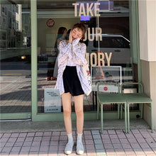 Load image into Gallery viewer, 2019 new women's solid color vest+elastic waist drawstring wide leg shorts+sunscreen plaid shirt