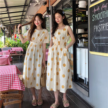 Load image into Gallery viewer, Han Feng sleeveless pocket color wave point skirt+tie dress girlfriends 5866