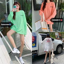 Load image into Gallery viewer, Korean version of the new women's wear micro-transparent 100-letter pattern printed long-sleeved sunscreen women