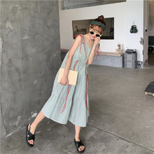 Load image into Gallery viewer, 2019 new mesh dress women sleeveless temperament small fresh drawstring strap vest dress 9809