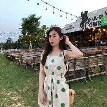 Load image into Gallery viewer, Han Feng sleeveless pocket color wave point skirt+tie dress girlfriends 5866