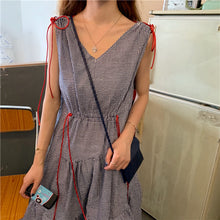Load image into Gallery viewer, 2019 new mesh dress women sleeveless temperament small fresh drawstring strap vest dress 9809
