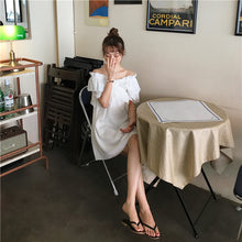 Load image into Gallery viewer, 2019 new women's bright shoulder dress changeable fairy waist slim temperament skirt